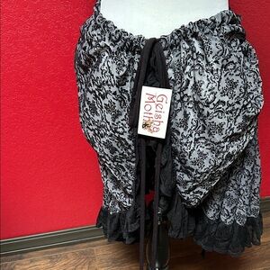 Black and Gray Victorian Bustle Women's Skirt